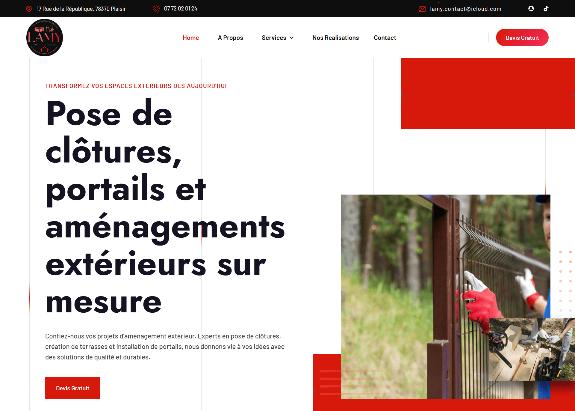 Capture d'écran du site lamy-amenagement.fr