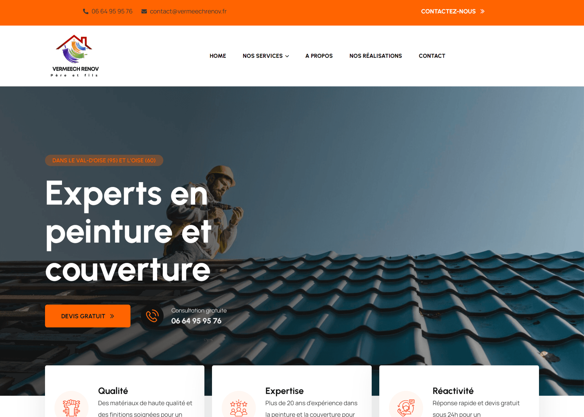 Capture d'écran du site vermeechrenov.fr